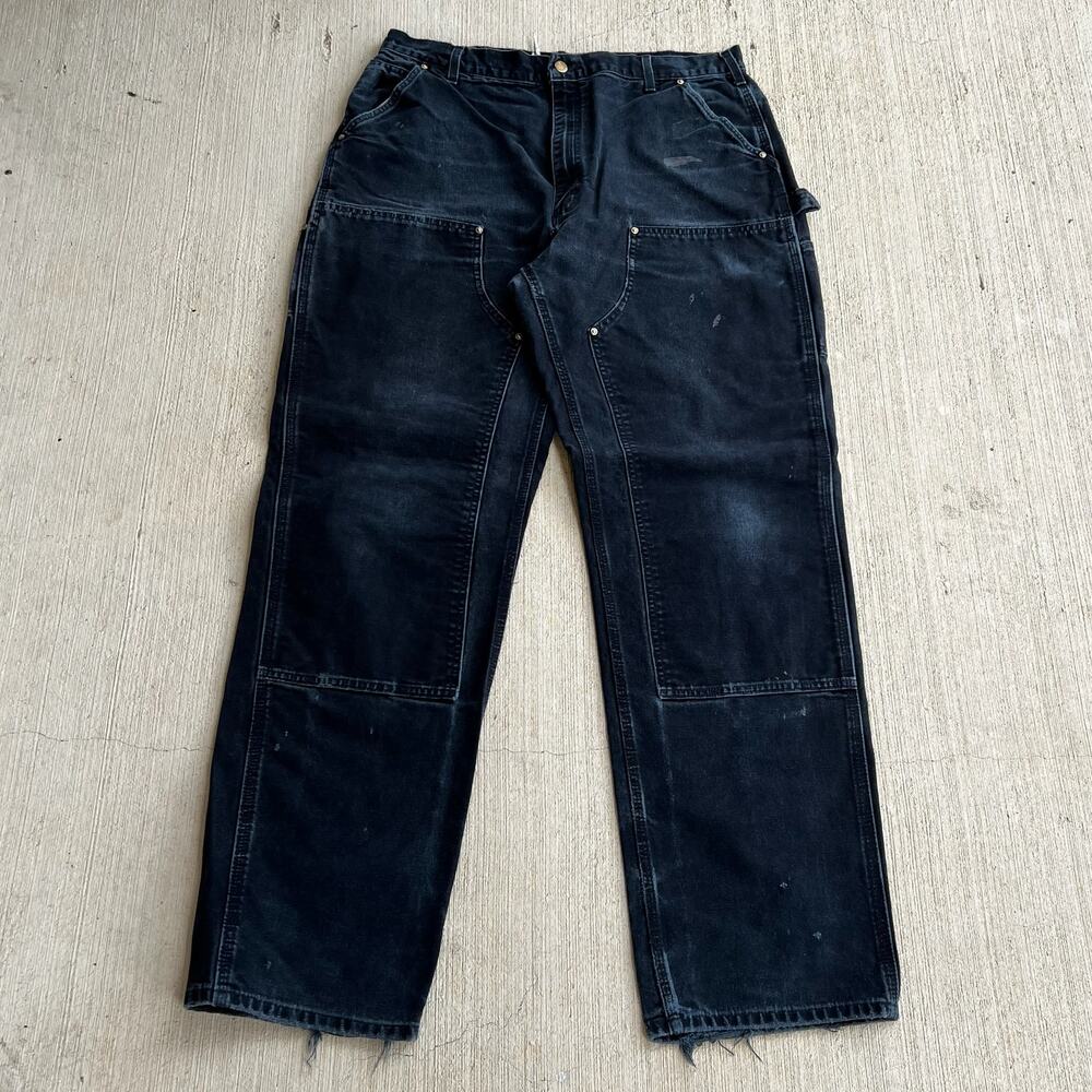Carhartt B01 BLK faded black double knee work wear carpenter pants